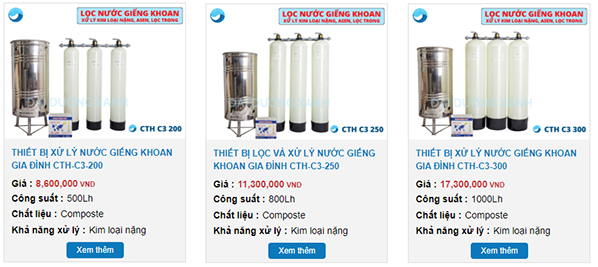 Một số bộ lọc nước giếng khoan gia đình tiêu chuẩn