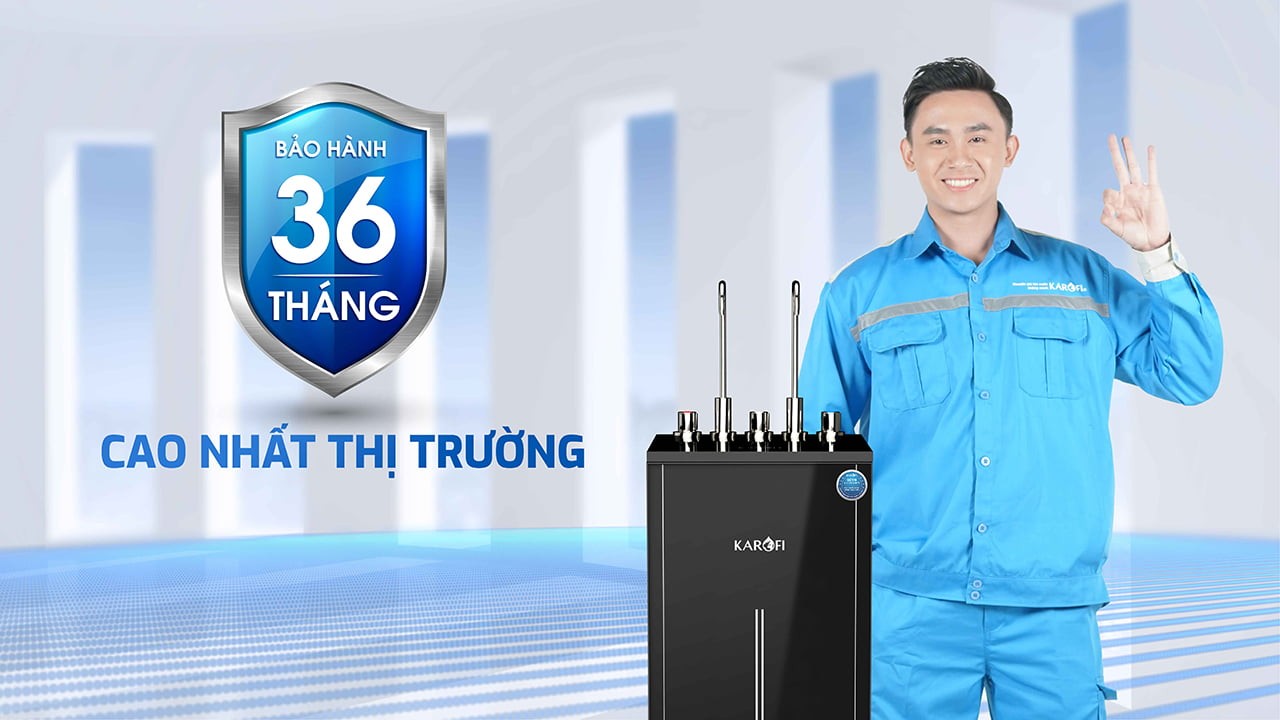 Bảo hành 36 tháng với máy lọc nước Karofi KAD-L56